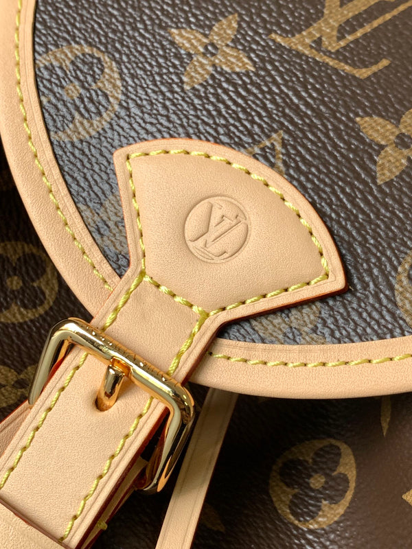 LV Odyssee MM 36cm Marrone Beige Tela Monogram e Pelle di Vacchetta