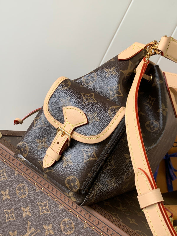 LV Odyssee MM 36cm Marrone Beige Tela Monogram e Pelle di Vacchetta