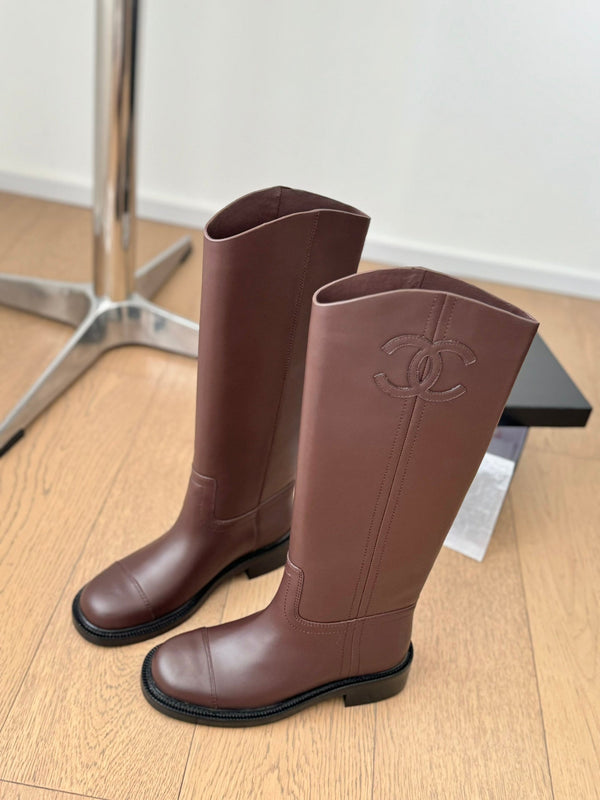 CC Knight Martin boots Burgundy Calfskin and Lining Lambskin