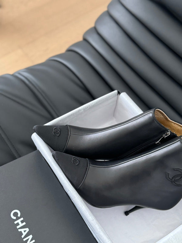 cc short boots 80 heel black calfskin