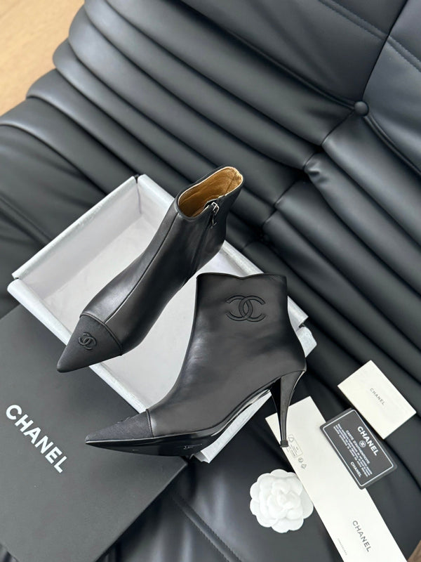 cc short boots 80 heel black calfskin