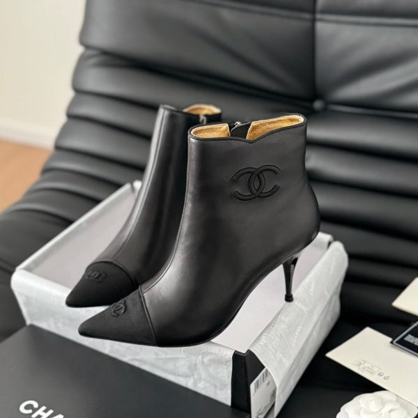 cc short boots 80 heel black calfskin