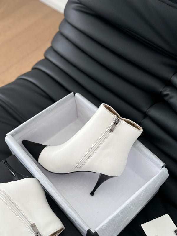 cc short boots 80 heel white calfskin