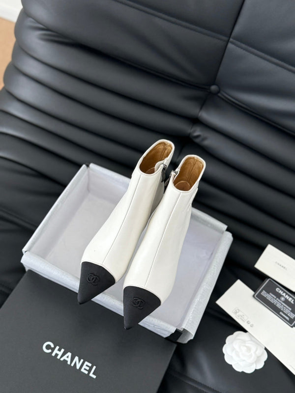 cc short boots 80 heel white calfskin