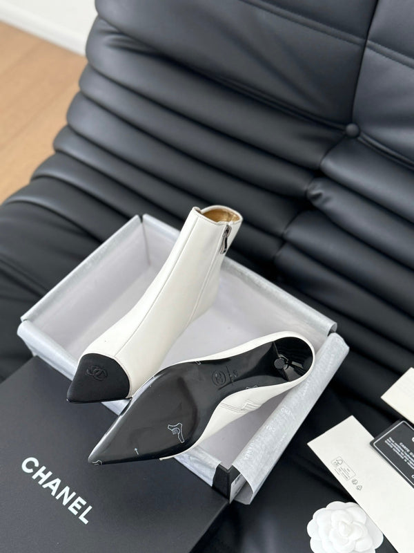 cc short boots 80 heel white calfskin