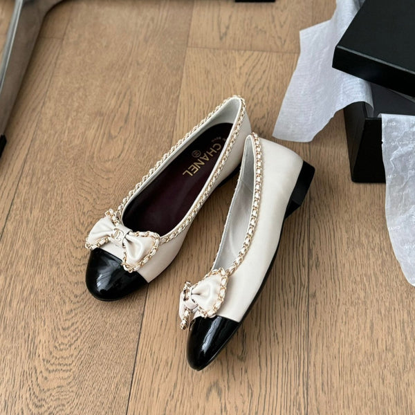 Ballerine CC 25mm Catena Bianca Pelle di Agnello