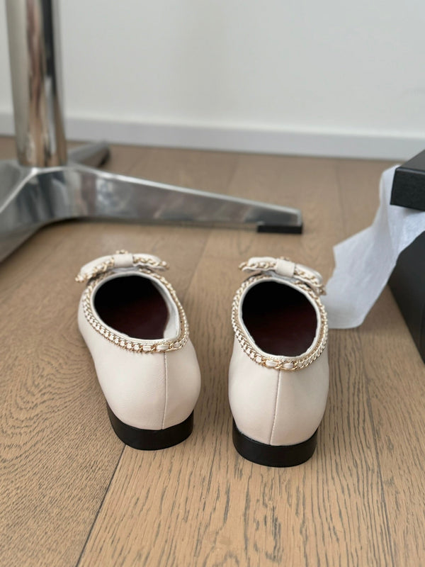 Ballerine CC 25mm Catena Bianca Pelle di Agnello