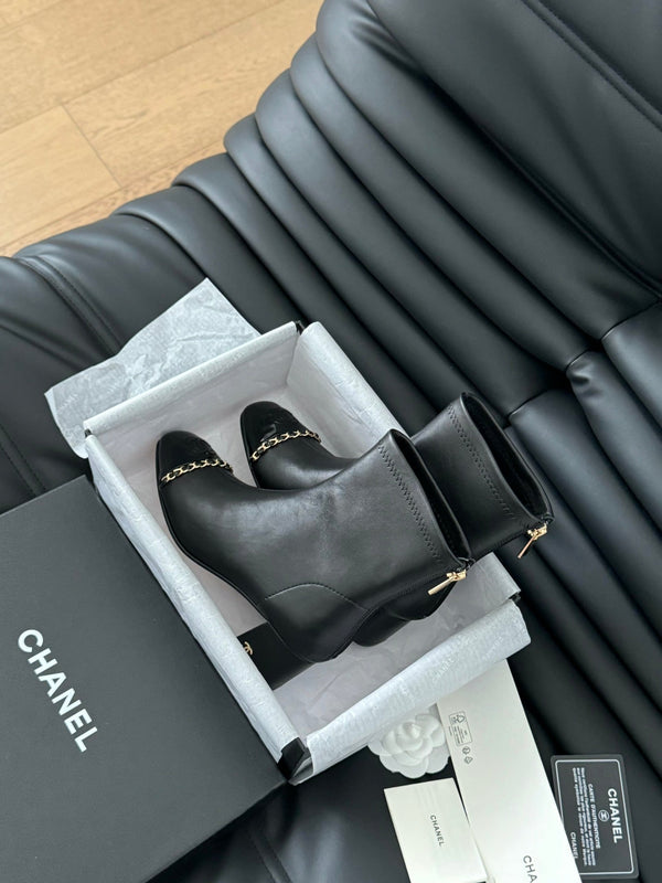 CC Ankle Boot Black Calfskin Patent Calfskin