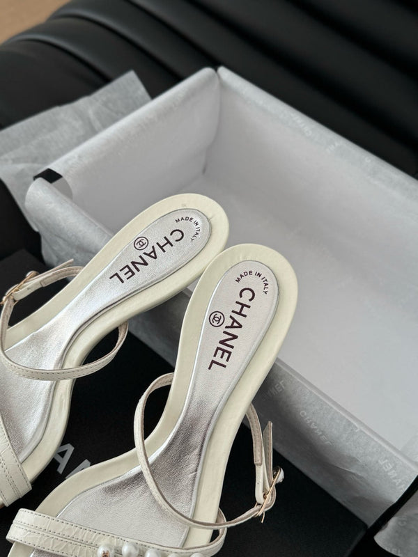 SANDALO PERLA IN PELLE DI AGNELLO BIANCA 35 MM