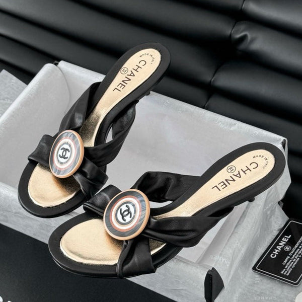 SANDALI CIABATTE CC IN PELLE DI AGNELLO NERA