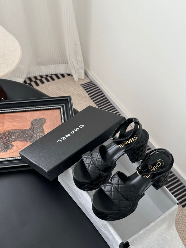 Chanel Heeled 70 Sandal Black Cowhide