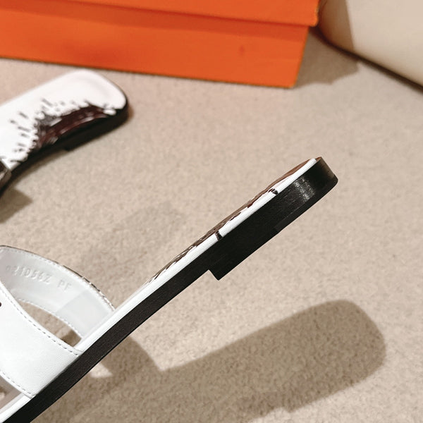 Sandali HM 3D Oran in pelle di vitello bianca e nera 243963