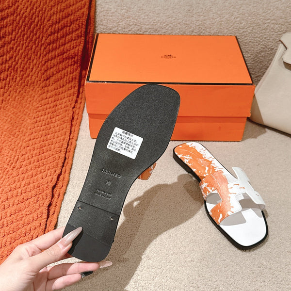 Sandali HM 3D Oran in pelle di vitello bianca e arancione 243964