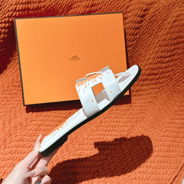 Sandali HM 3D Oran in pelle di vitello bianca e arancione 243964