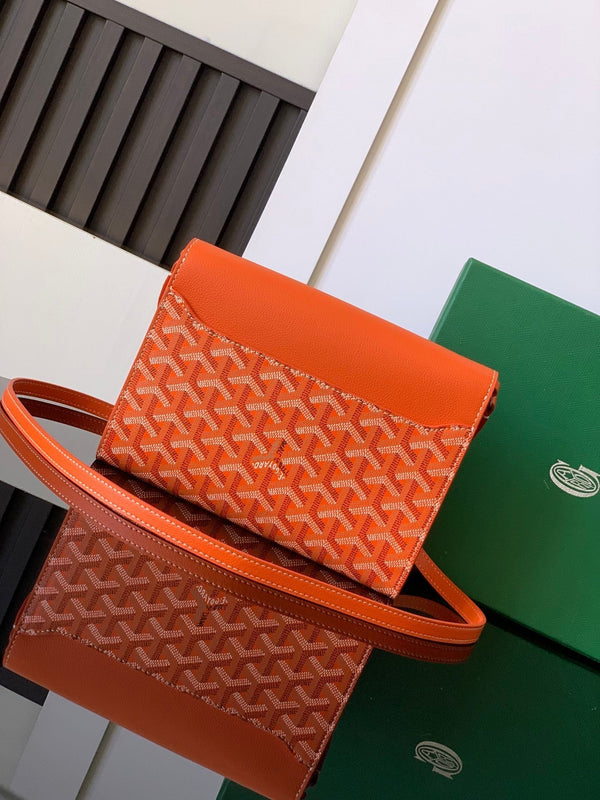 PORTAFOGLIO-BORSA CYPRUS 21 IN TELA GOYARDINE ARANCIONE E PELLE DI VITELLO