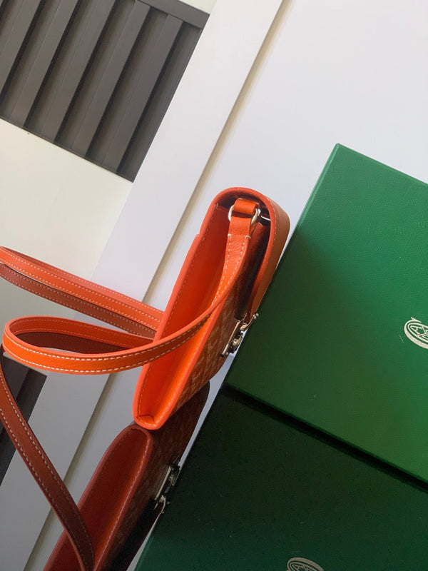 PORTAFOGLIO-BORSA CYPRUS 21 IN TELA GOYARDINE ARANCIONE E PELLE DI VITELLO