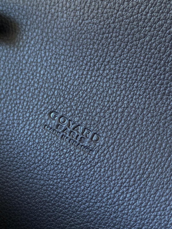 PORTAFOGLIO-BORSA CYPRUS 21 IN TELA GOYARDINE BLU NAVY E PELLE DI VITELLO