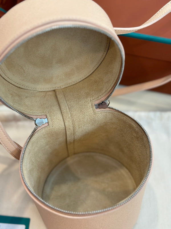 BORSA EXTRA CASE MEDIA 16 IN PELLE DI VITELLO LISCIA ROSA CHIARO CON FERRAMENTA ARGENTO