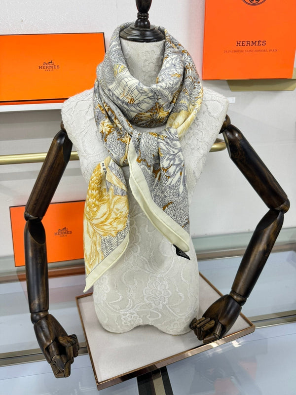 FAUBOURG TROPICAL SHAWL 140 CM IN COLORFUL CASHMERE AND SILK 379771