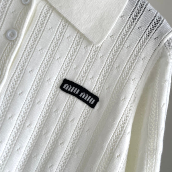 Miu 25 Polo T-Shirt Lana Bianca 232683