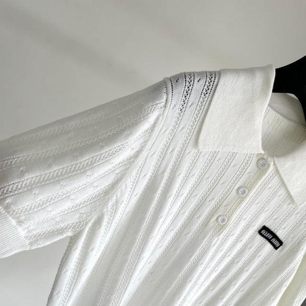 Miu 25 Polo T-Shirt Lana Bianca 232683