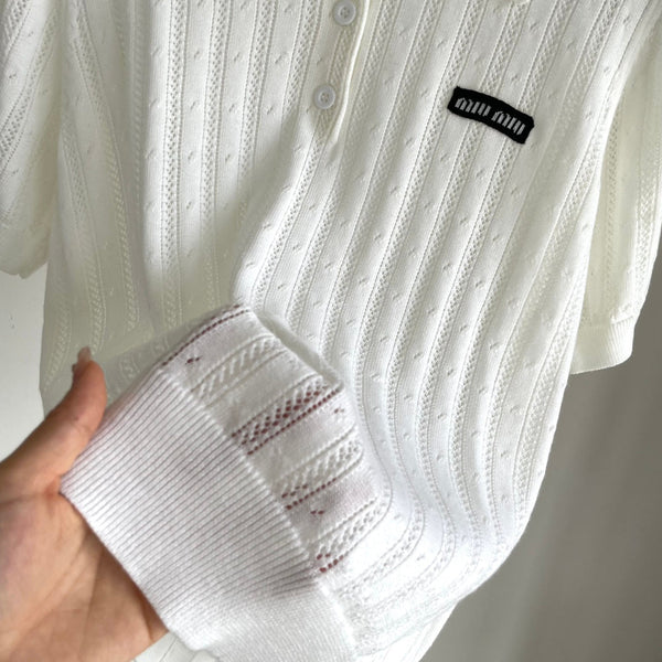 Miu 25 Polo T-Shirt Lana Bianca 232683