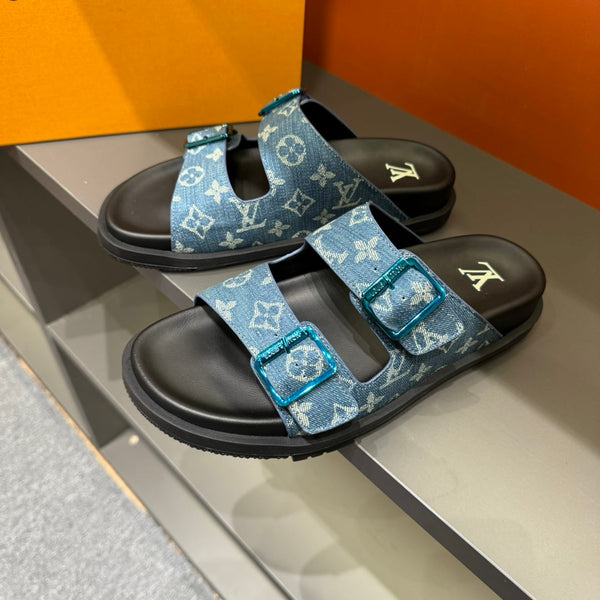 LV DAD SANDAL LIGHT BLUE MONOGRAM DENIM