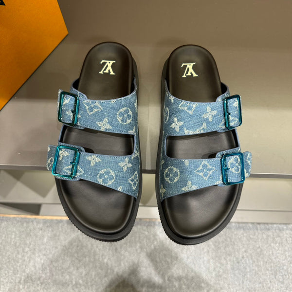 LV DAD SANDAL LIGHT BLUE MONOGRAM DENIM