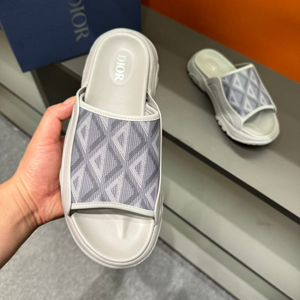 CD H-TOWN SANDAL LIGHT GRAY AND WHITE CALFSKIN