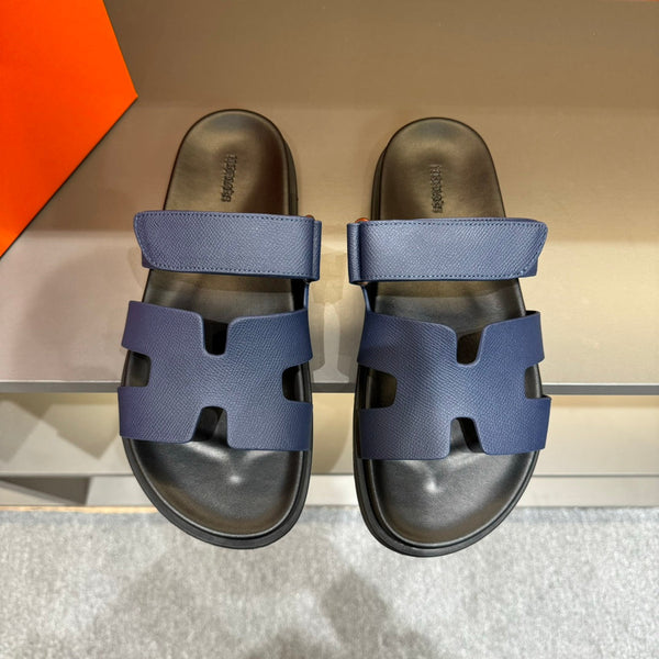 SANDALO HM CYPRUS IN PELLE DI VITELLO EPSOM BLU MARINO