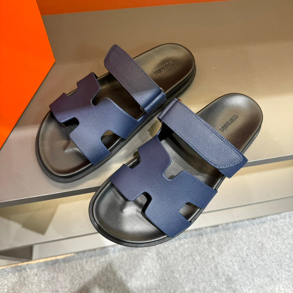 SANDALO HM CYPRUS IN PELLE DI VITELLO EPSOM BLU MARINO