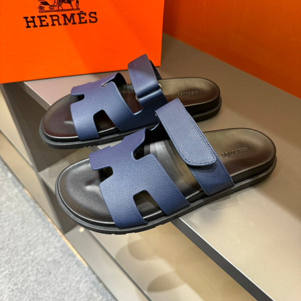 SANDALO HM CYPRUS IN PELLE DI VITELLO EPSOM BLU MARINO