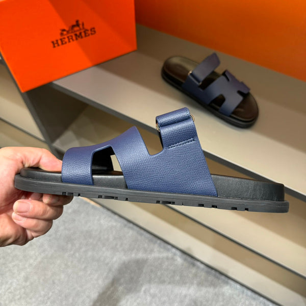 SANDALO HM CYPRUS IN PELLE DI VITELLO EPSOM BLU MARINO