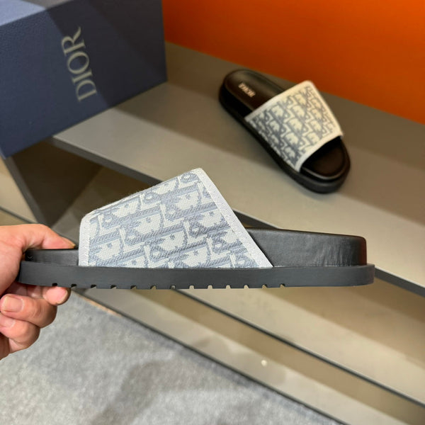 CD VELCRO STRAP SLIPPER LIGHT GRAY JACQUARD