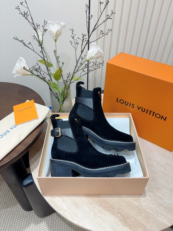 LV Beaubourg Ankle Boot Black Suede