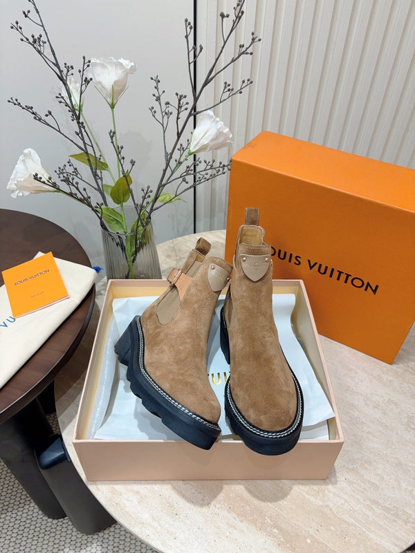 Stivaletto LV Beaubourg in pelle scamosciata marrone opaco