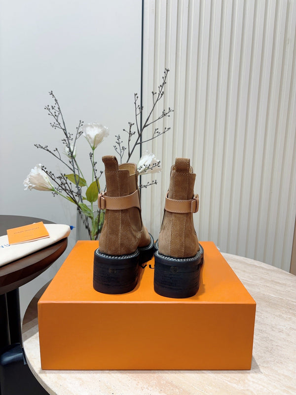 Stivaletto LV Beaubourg in pelle scamosciata marrone opaco