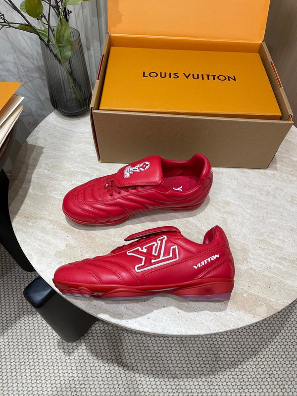 SNEAKER DA CALCIO FOOTPRINT IN PELLE DI VITELLO ROSSO CILIEGIA