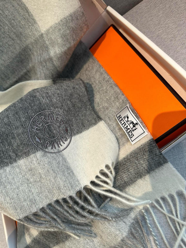 Scarf 180 CM In Grey Black Mix White Cashmere  381230