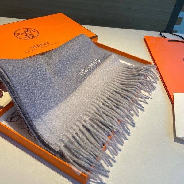 Scarf 180 CM In Grey Blue Mix Grey White Cashmere  398201