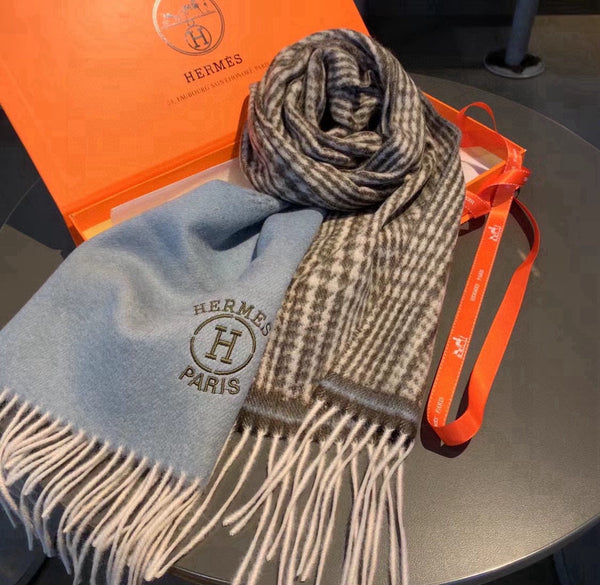 Scarf 180 CM Grey Blue Gradient Brown Caro Cashmere  398222