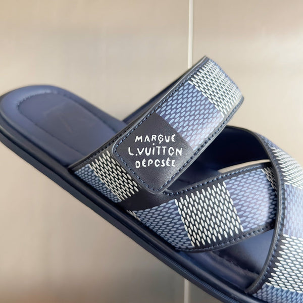 LV VENICE MULE SLIDE SANDALS MONOGRAM NAVY BLUE