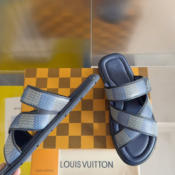 LV VENICE MULE SLIDE SANDALS MONOGRAM NAVY BLUE