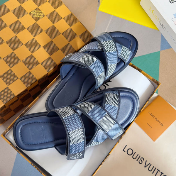 LV VENICE MULE SLIDE SANDALS MONOGRAM NAVY BLUE