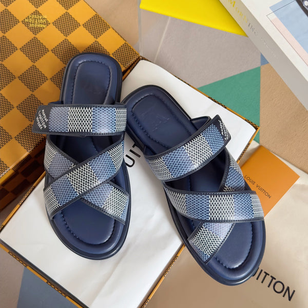 LV VENICE MULE SLIDE SANDALS MONOGRAM NAVY BLUE
