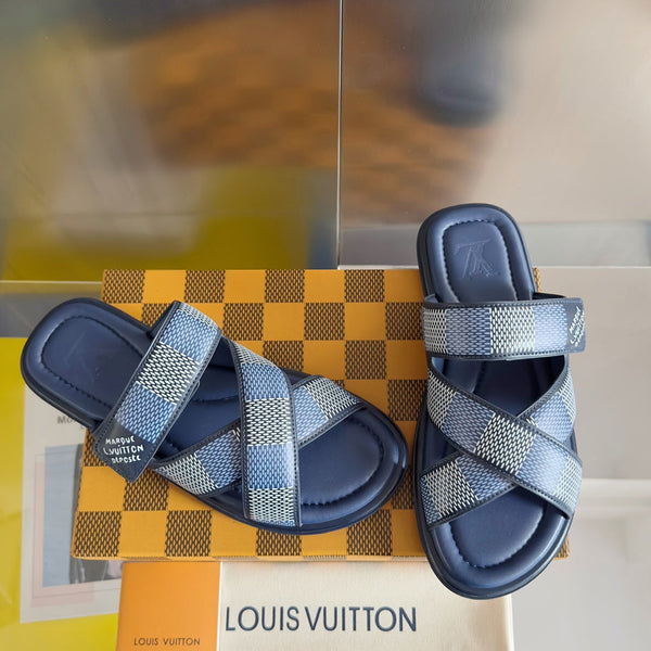 LV VENICE MULE SLIDE SANDALS MONOGRAM NAVY BLUE