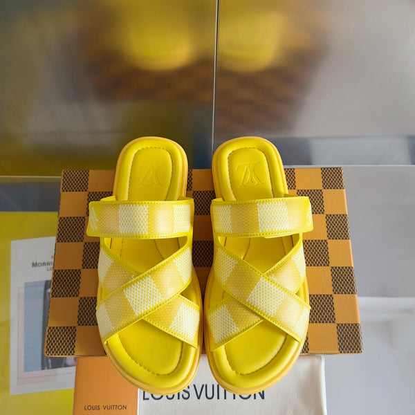 LV VENICE MULE SLIDE SANDALS MONOGRAM LEMON YELLOW