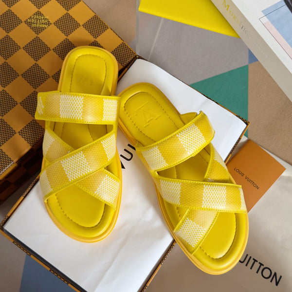 LV VENICE MULE SLIDE SANDALS MONOGRAM LEMON YELLOW