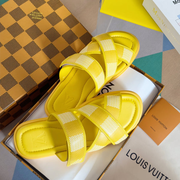 LV VENICE MULE SLIDE SANDALS MONOGRAM LEMON YELLOW
