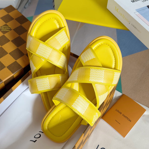 LV VENICE MULE SLIDE SANDALS MONOGRAM LEMON YELLOW